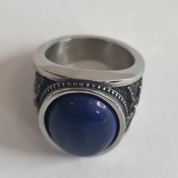847- Lapis Lazuli Natural Gemstone Handmade Men's Ring Size 10 1/2 NWT - Picture 5 of 8